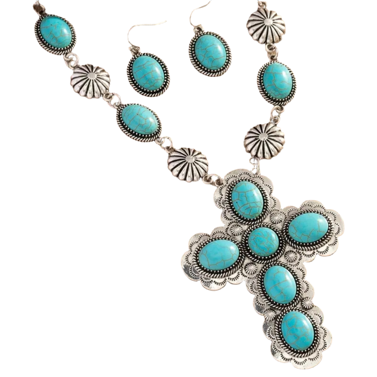 Blue Turquoise Cross Set