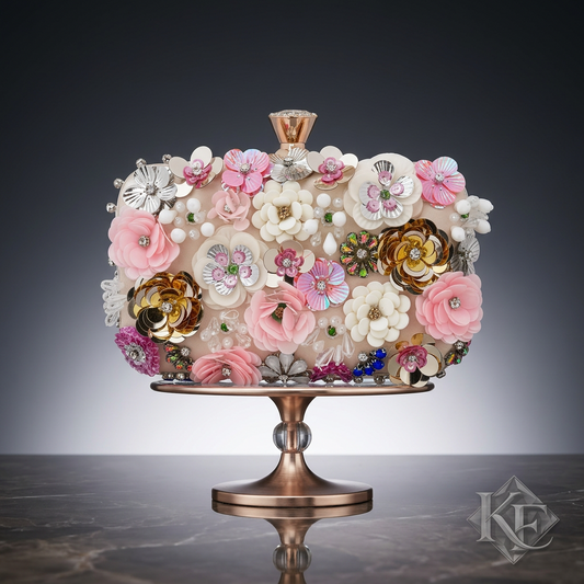 Floral 3D Champagne Clutch