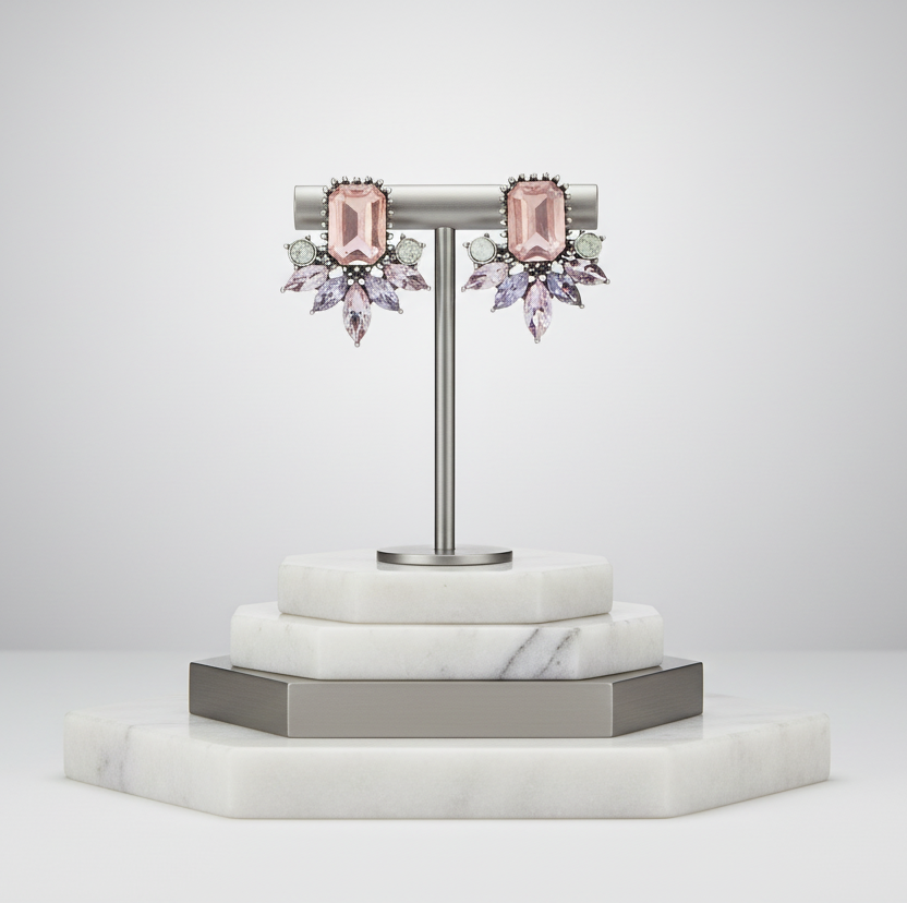 Art Deco Pink Earrings