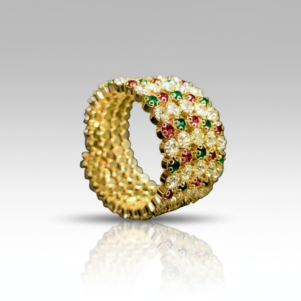 Flexible 5 Row Bracelets-Gold Setting