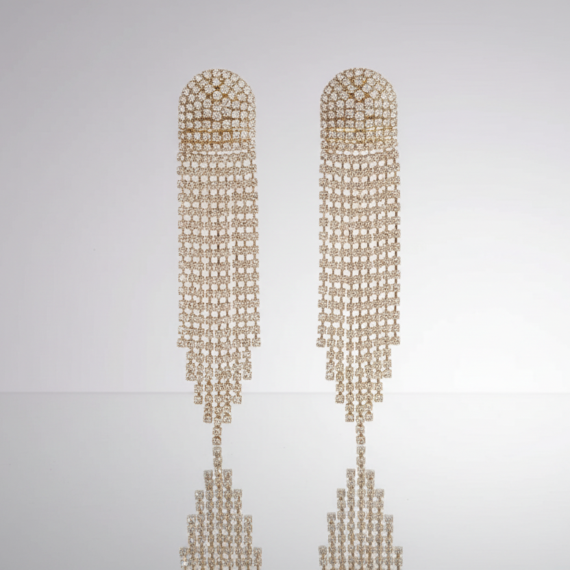 Rounded Top Gold Tassel Earrings