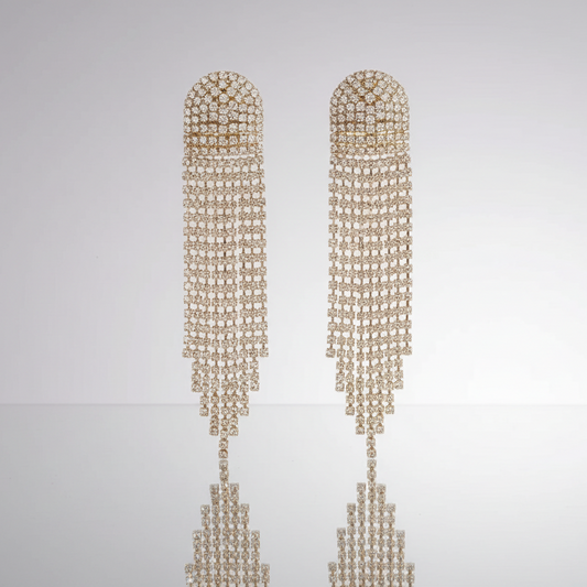 Rounded Top Gold Tassel Earrings