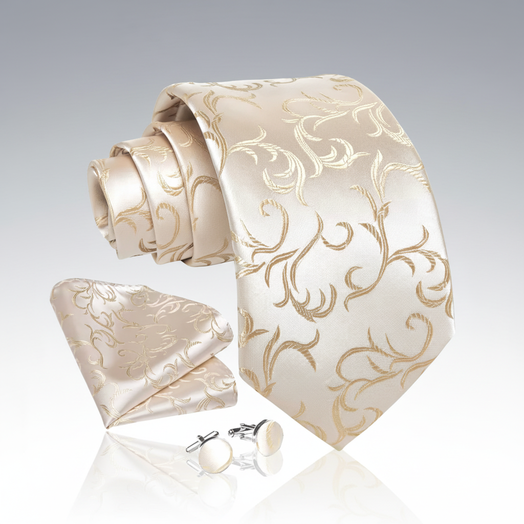 Ivory Vines Necktie Set