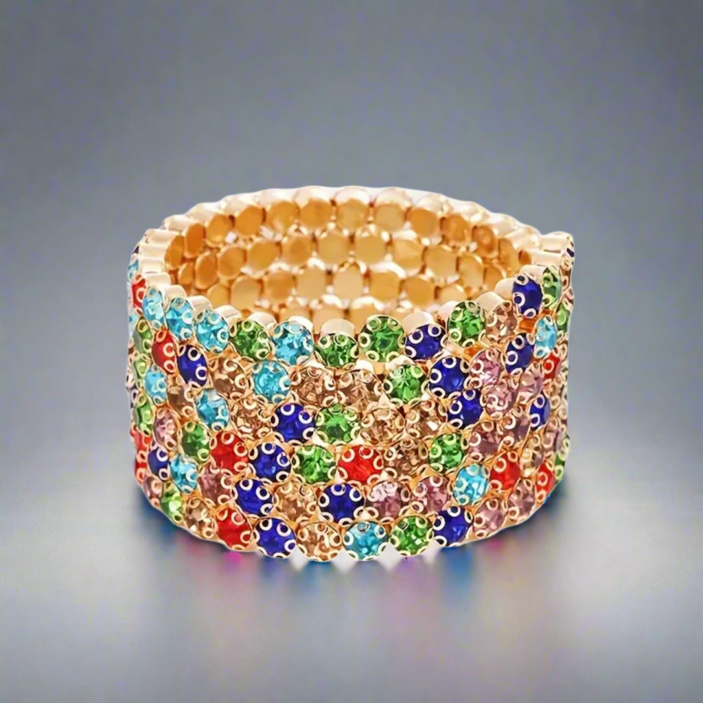 Flexible 6 Row Multicolor Bracelet