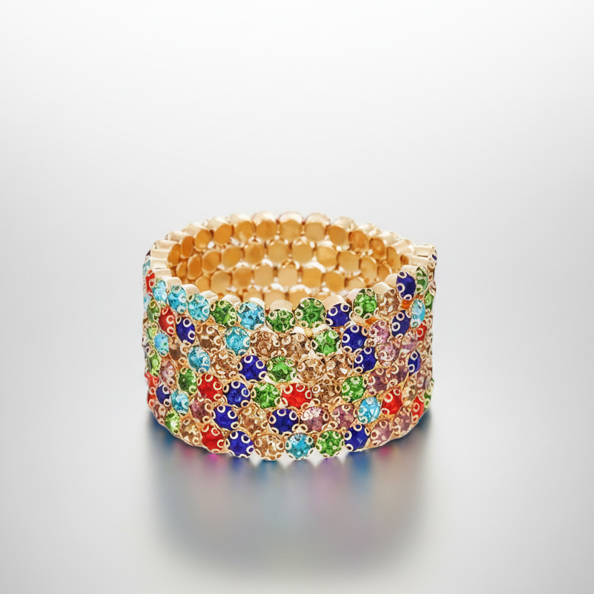 Flexible 6 Row Multicolor Bracelet