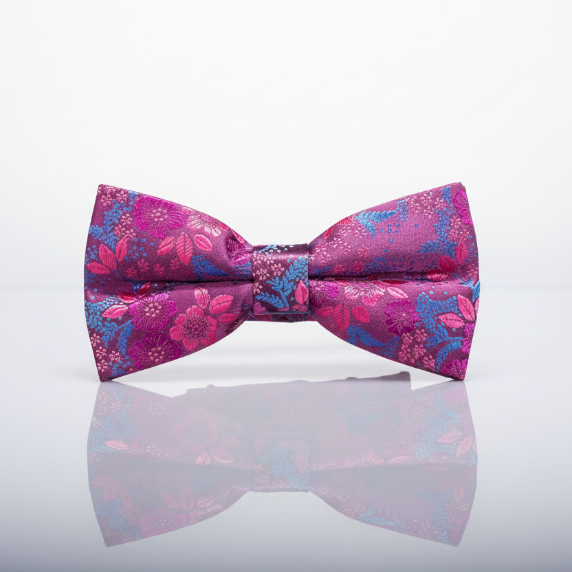 Pink Floral Bow Tie
