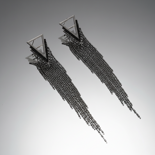 Beaded Black Tassel Earrings