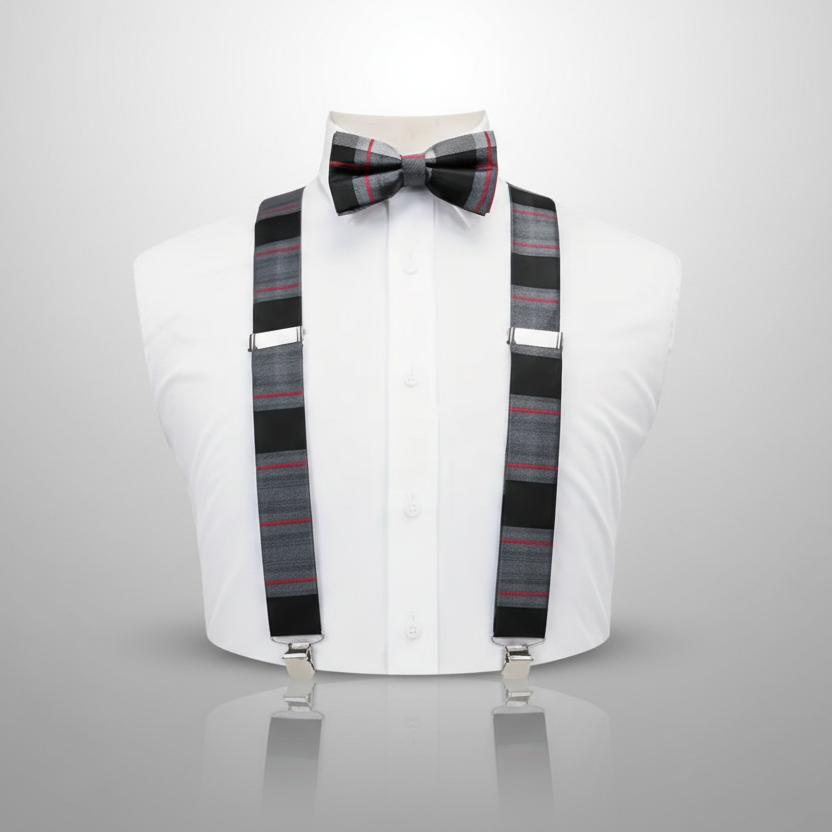 Red & Black Suspenders & Bow Tie Set