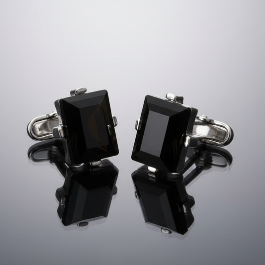 Black Rhinestone Cufflinks