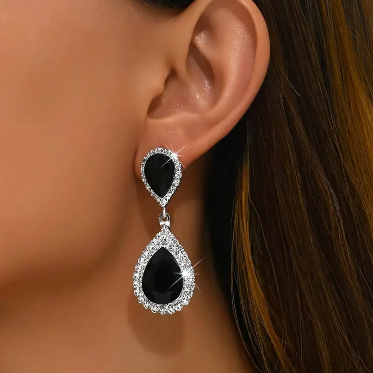 Black Clear Glamorous Earrings