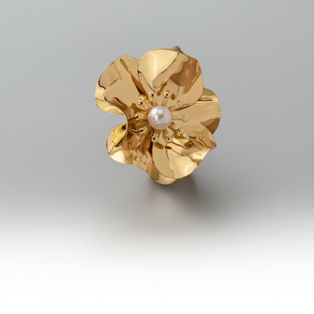 Pearl Oversized Floral Ring
