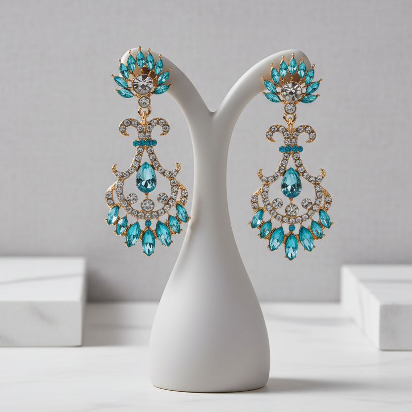 Aqua Chandelier Earrings