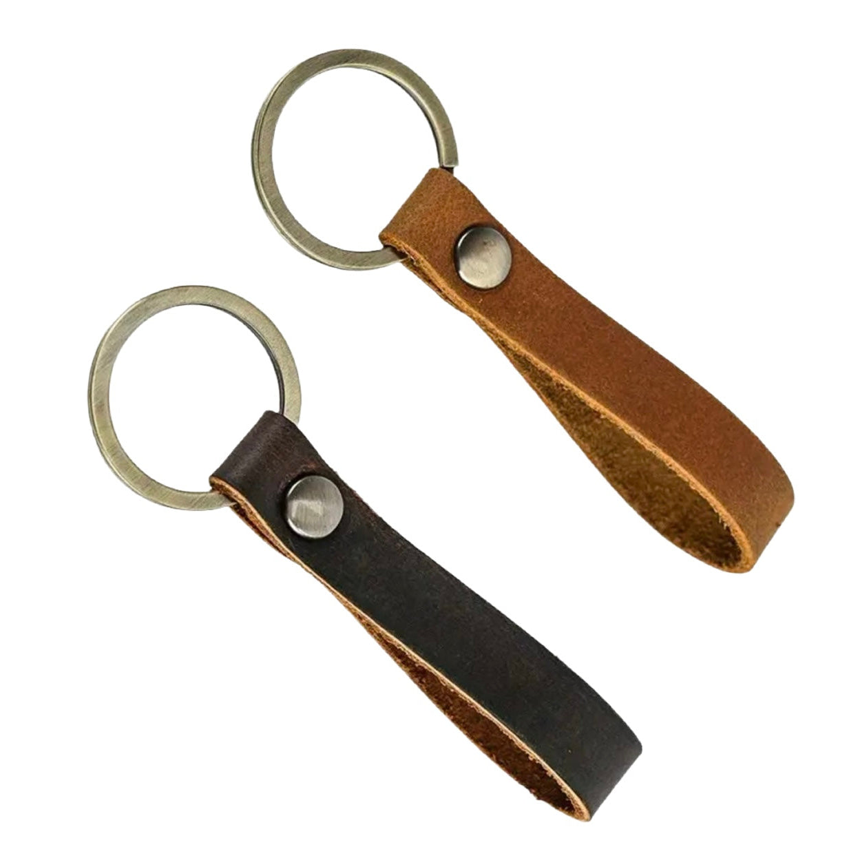 Leather Keychain in Lt Brown