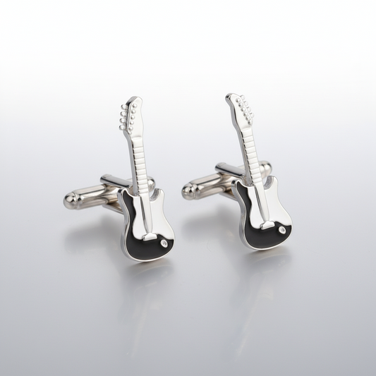 Guitar Cufflinks in Black