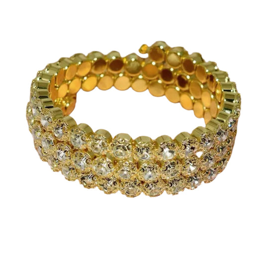 Clear Gold 3 Row Flexible Bracelet