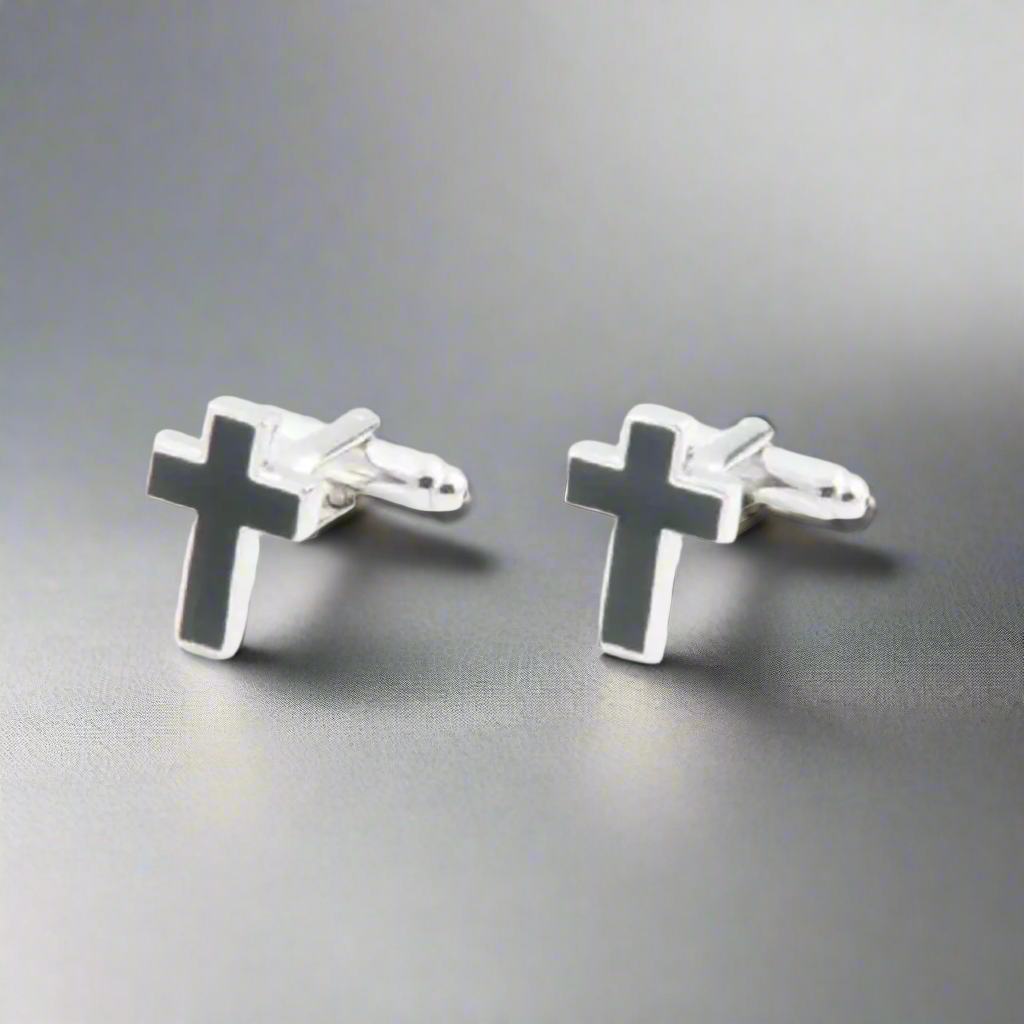 Cross Cufflinks in Black