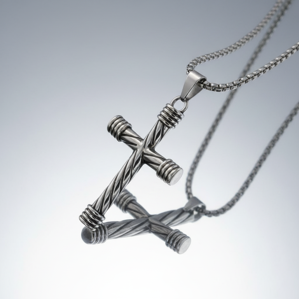 Spiral Cross Stainless Steel Necklace