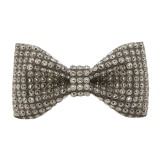 Grey Silver Beaded Bowtie