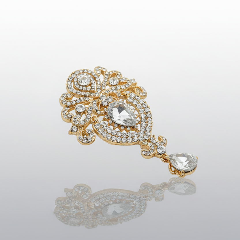 Vintage Royalty Brooch Pin Clear