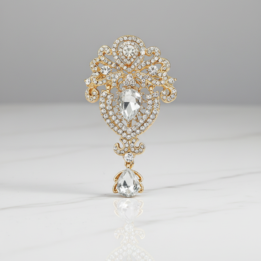 Vintage Royalty Brooch Pin Clear