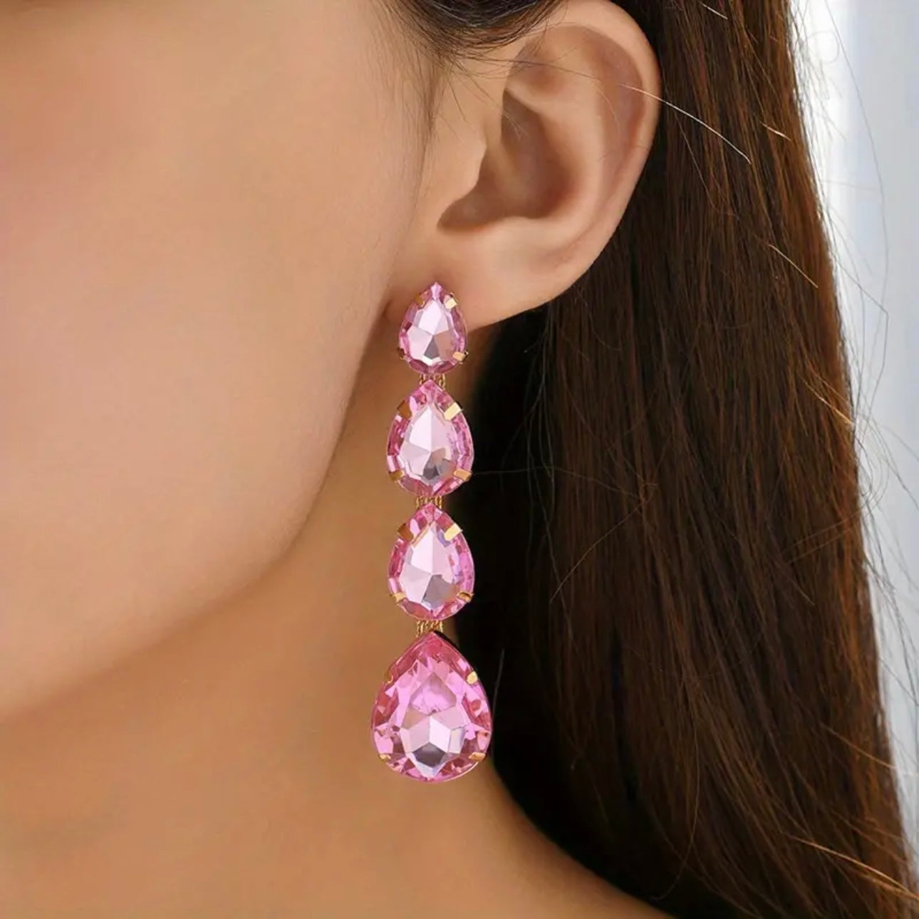 Pink Water Drop Earrings